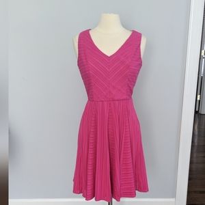 Maggy London Hot Pink Aline Ribbed Dress Flare